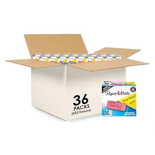 Paper Mate Pink Pearl Erasers, Large, Pack of 36 | Smudge-Resistant & Precise thumbnail 1