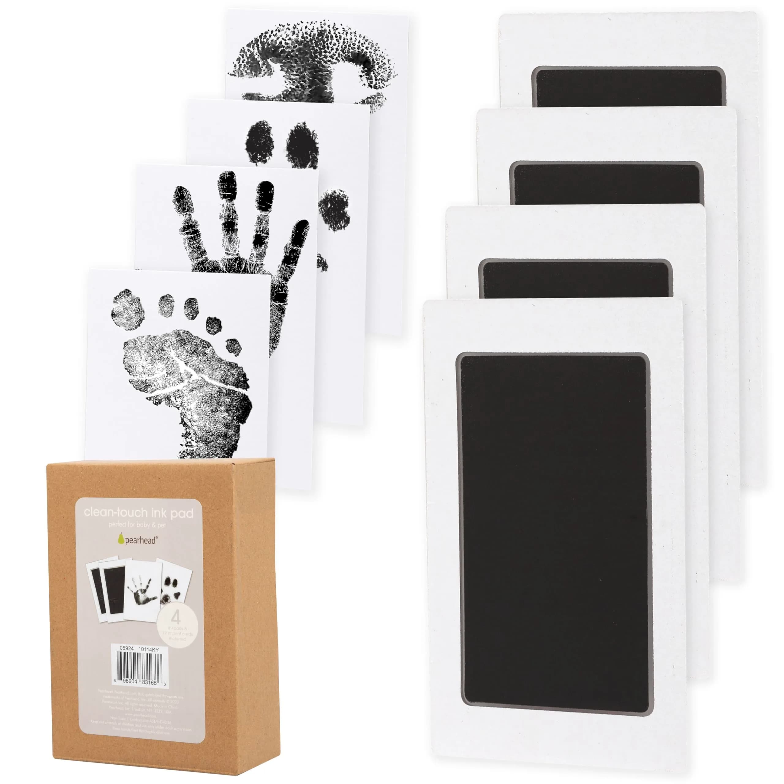 Pearhead Clean Touch Ink Pad Kit 4-Pack, Black | Mess-Free Baby & Pet Prints - main product image