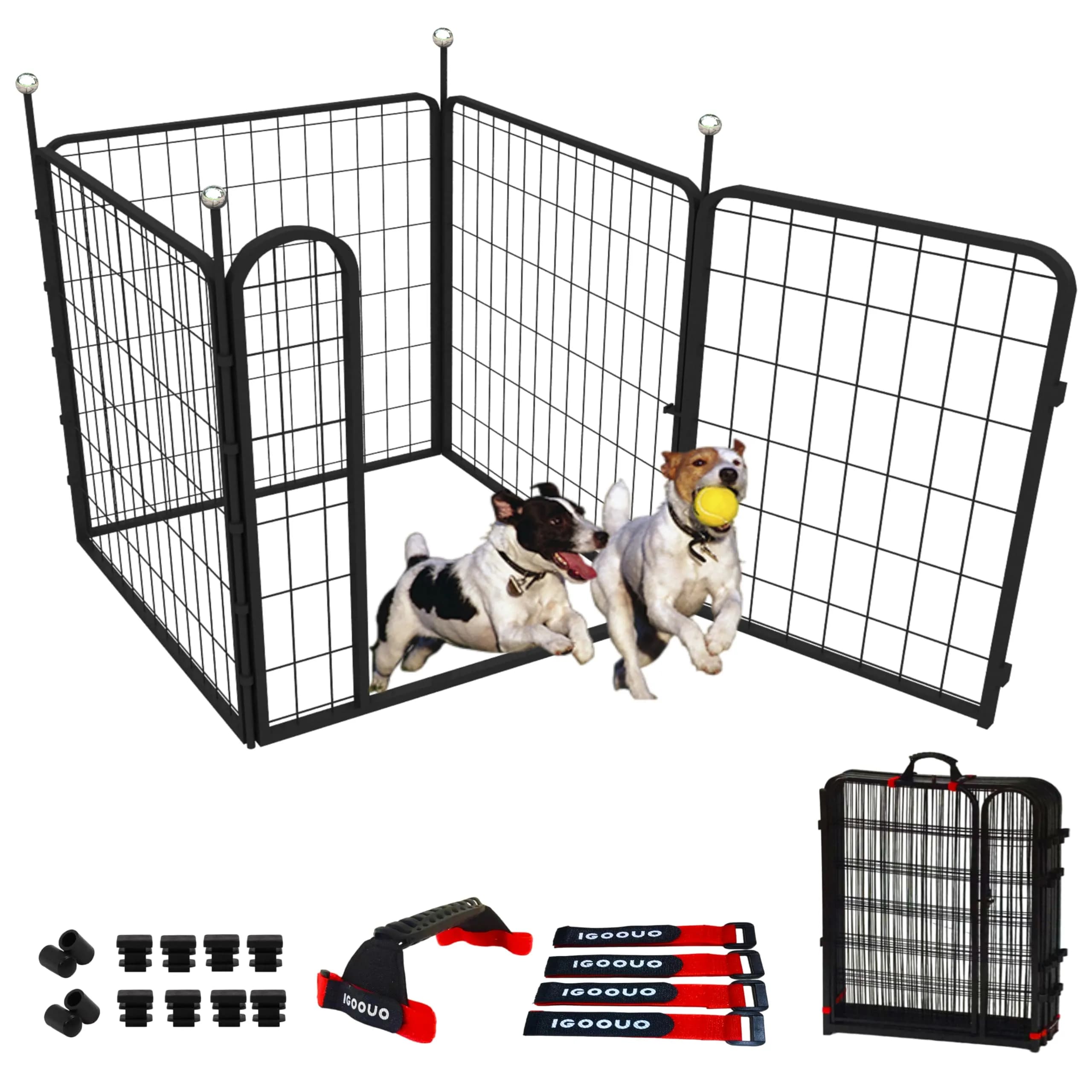 IGOOUO Puppy Playpen 24'' | Portable Indoor/Outdoor Dog Enclosure for Small Dogs — 4 Panels / 32'' High