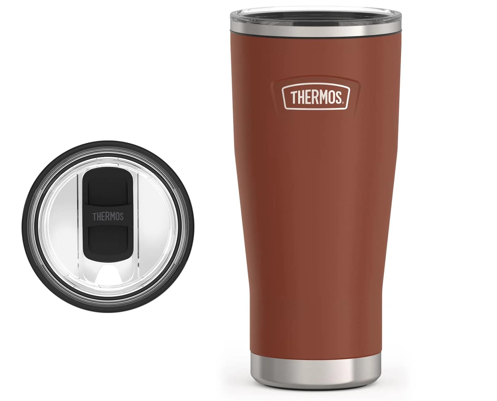 THERMOS Icon Series 24oz (680ml) Stainless Steel Tumbler with Slide Lock Lid | Griptec™ Non-Slip Base — Saddle