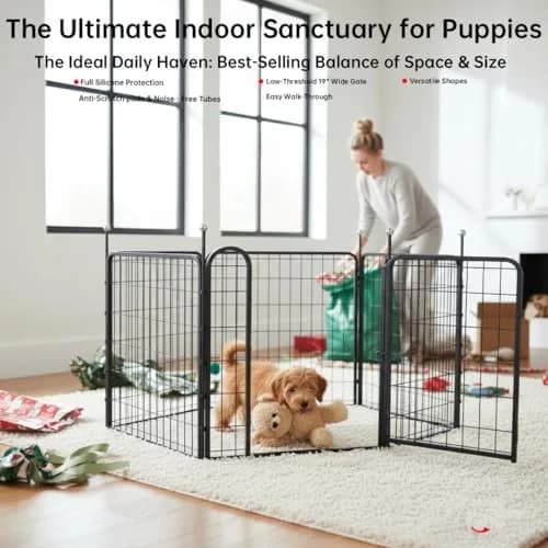 IGOOUO Puppy Playpen 24'' | Portable Indoor/Outdoor Dog Enclosure for Small Dogs thumbnail 2