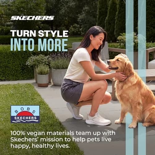 Skechers Women's Hands Free Slip-ins BOBS Squad Chaos - Off-White, Size 8 Wide | Cushioned Memory Foam, Breathable Knit thumbnail 5