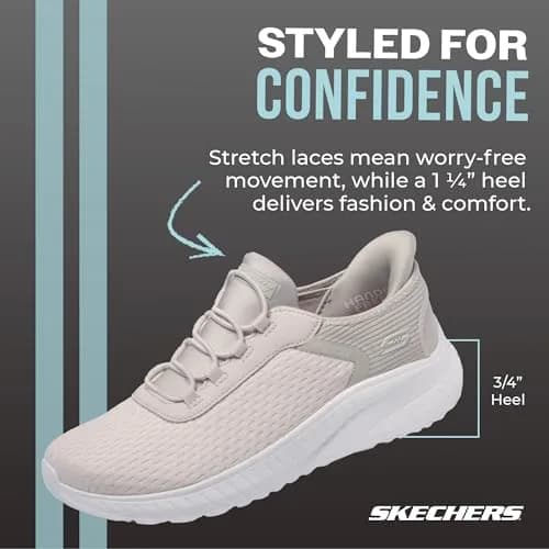 Skechers Women's Hands Free Slip-ins BOBS Squad Chaos - Off-White, Size 8 Wide | Cushioned Memory Foam, Breathable Knit thumbnail 2