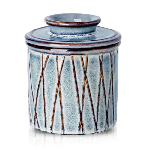 HVH Ceramic Butter Crock with Lid | Water-Sealed French Butter Keeper for Countertop (4x4 inches, 198g) thumbnail 1