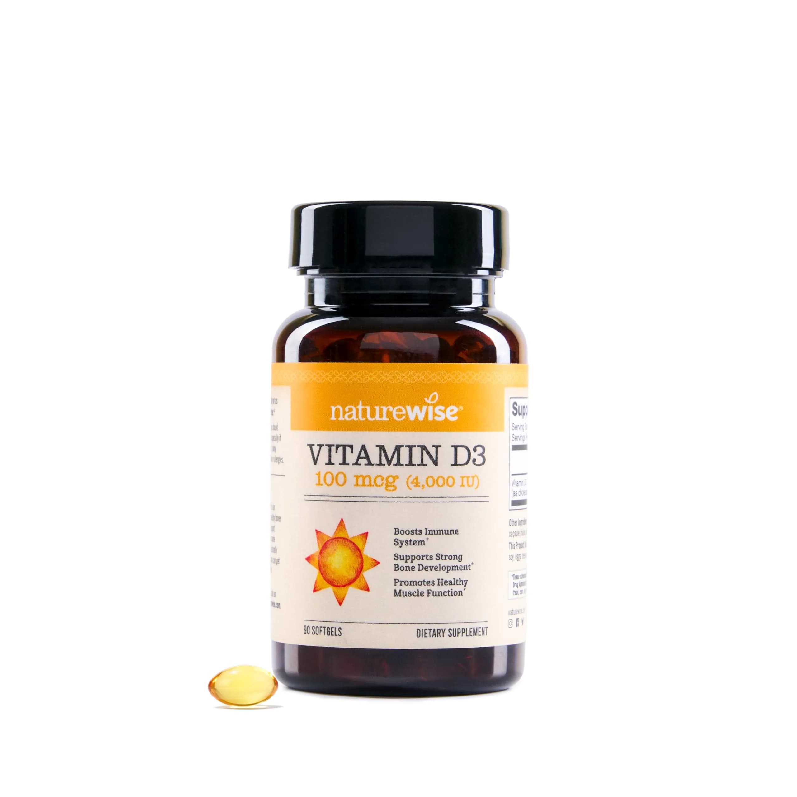 NatureWise Vitamin D3 4000IU Supplement 90 Mini Softgels | Immune, Bone & Muscle Support