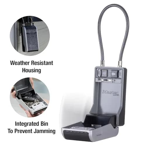 Master Lock High Capacity Key Lockbox with Removable Cable, 28.2 cm (11.1 in) | Tamper-Resistant Metal Body thumbnail 2