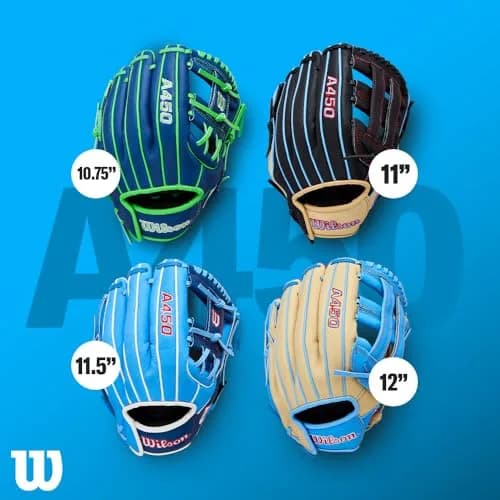 Wilson A450 11” Youth Infield Baseball Glove Left Hand Throw Red/White | Lightweight Durable Fit thumbnail 8