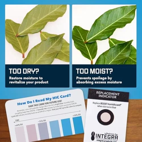 Integra Boost 62% RH 2-Way Humidity Control Packs 8g (144-Pack) | Maintains 62% RH for Herbs, Spices, Food Storage thumbnail 6