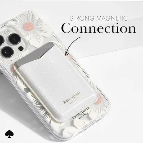 kate spade new york Magnetic Card Holder/Wallet - White Glitter | Stylish, Magnetic, Fits 3 Cards thumbnail 4