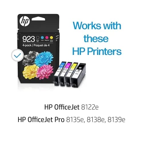 HP 923 Black, Cyan, Magenta, Yellow Ink Cartridges (4-Pack) | Fade-Resistant Documents & Brilliant Images thumbnail 2