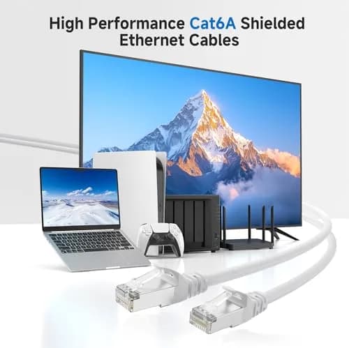 Cable Matters 10Gbps Shielded Cat 6A Ethernet Cable, 10ft, White | High-Speed LAN Connectivity thumbnail 2