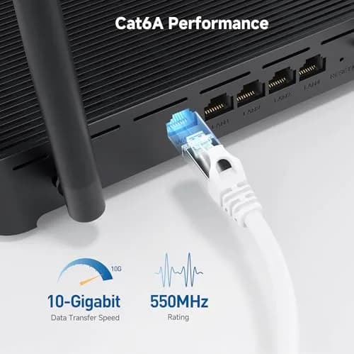 Cable Matters 10Gbps Shielded Cat 6A Ethernet Cable, 10ft, White | High-Speed LAN Connectivity thumbnail 3