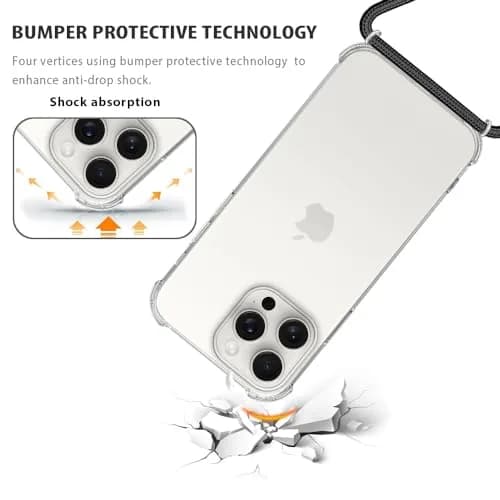 YESPURE Crossbody Lanyard Case for iPhone 15 Pro Max | Clear TPU Bumper with Adjustable Strap thumbnail 4