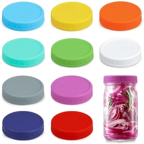 AOZITA Mason Jar Lids 10 Pack Wide Mouth | Leak-Proof Food Grade Plastic thumbnail 8