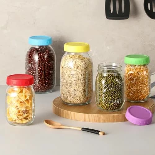 AOZITA Multicolor Plastic Mason Jar Lids for Regular Mouth Jars (12-Pack) | Leakproof & Dishwasher Safe Storage Caps thumbnail 6