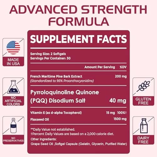 Vigorizar Pycnogeno with PQQ 60 Softgels | French Maritime Pine Bark Extract & Antioxidants thumbnail 7