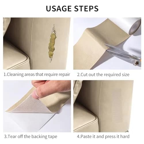 Cindy's Tape Leather Repair Patch Tape, Black 3 x 61 Inches | Self Adhesive Leather Fix for Furniture & Car Seats thumbnail 4