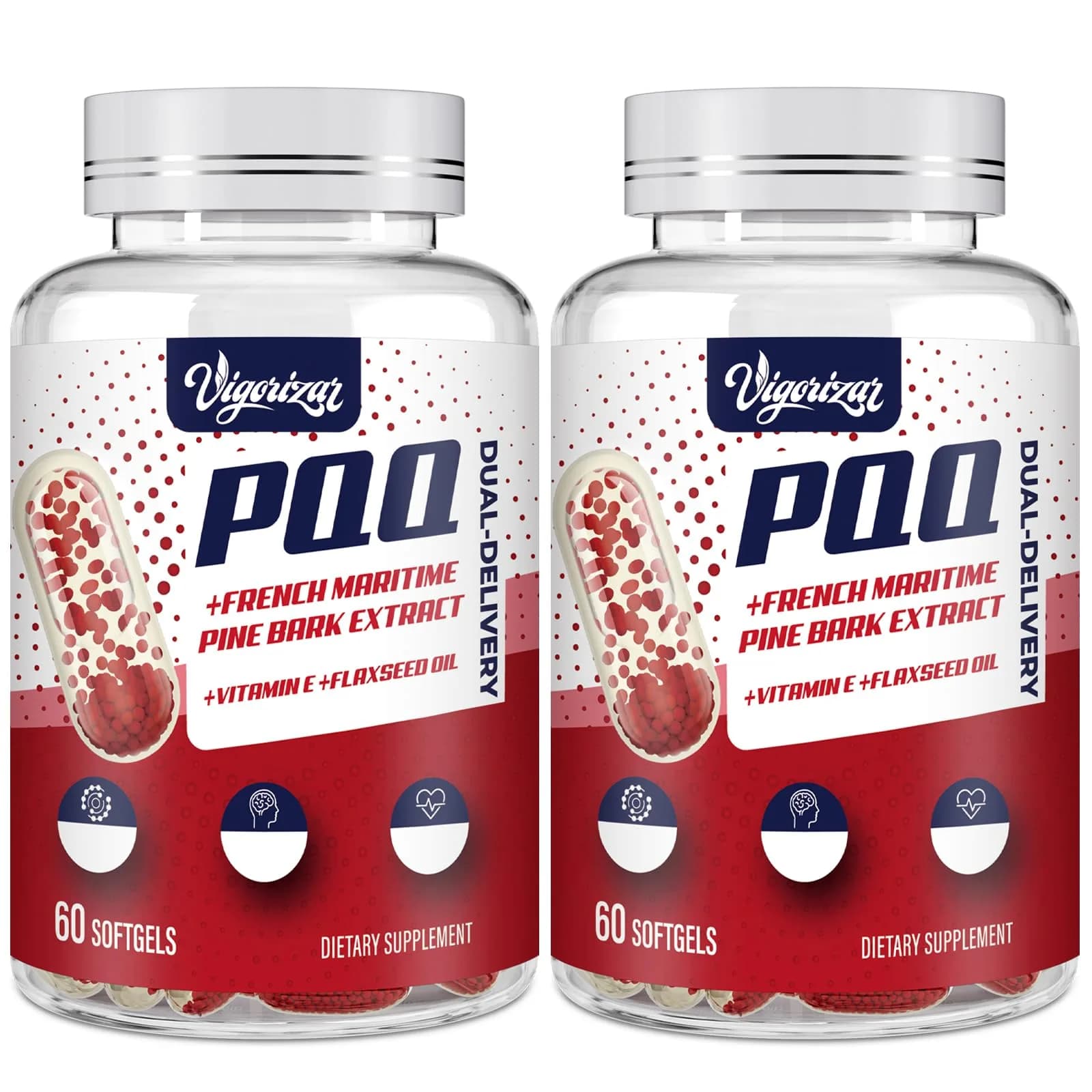 Vigorizar Pycnogeno with PQQ 120 Softgels | French Maritime Pine Bark Extract Antioxidant Support - main product image