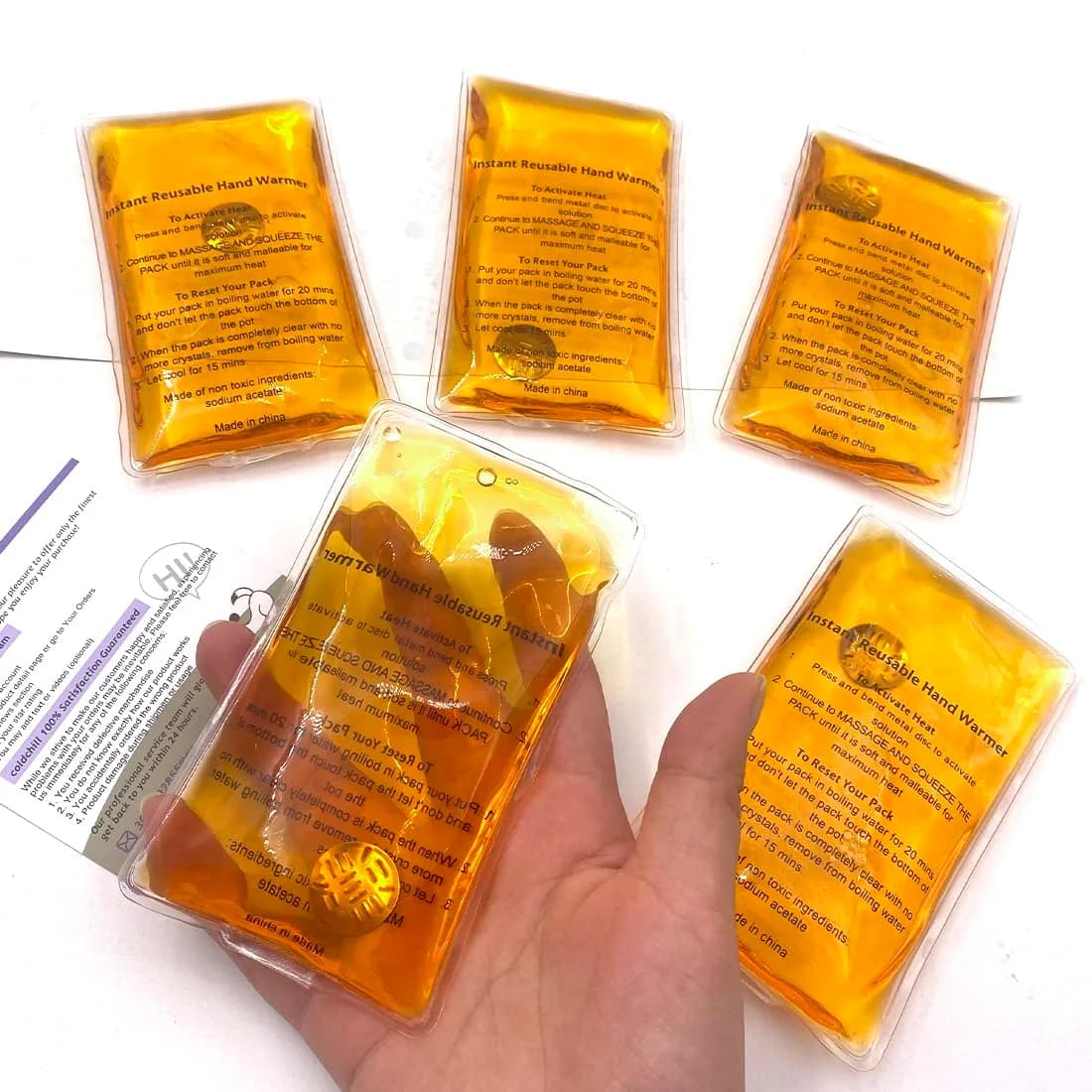 coldchill Reusable Click Instant Heat Packs 5PCS | Portable Hand Warmers for Adults & Kids