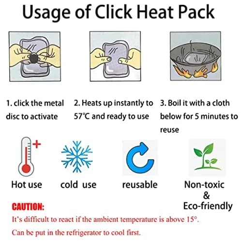 coldchill Reusable Click Instant Heat Packs 5PCS | Portable Hand Warmers for Adults & Kids thumbnail 5
