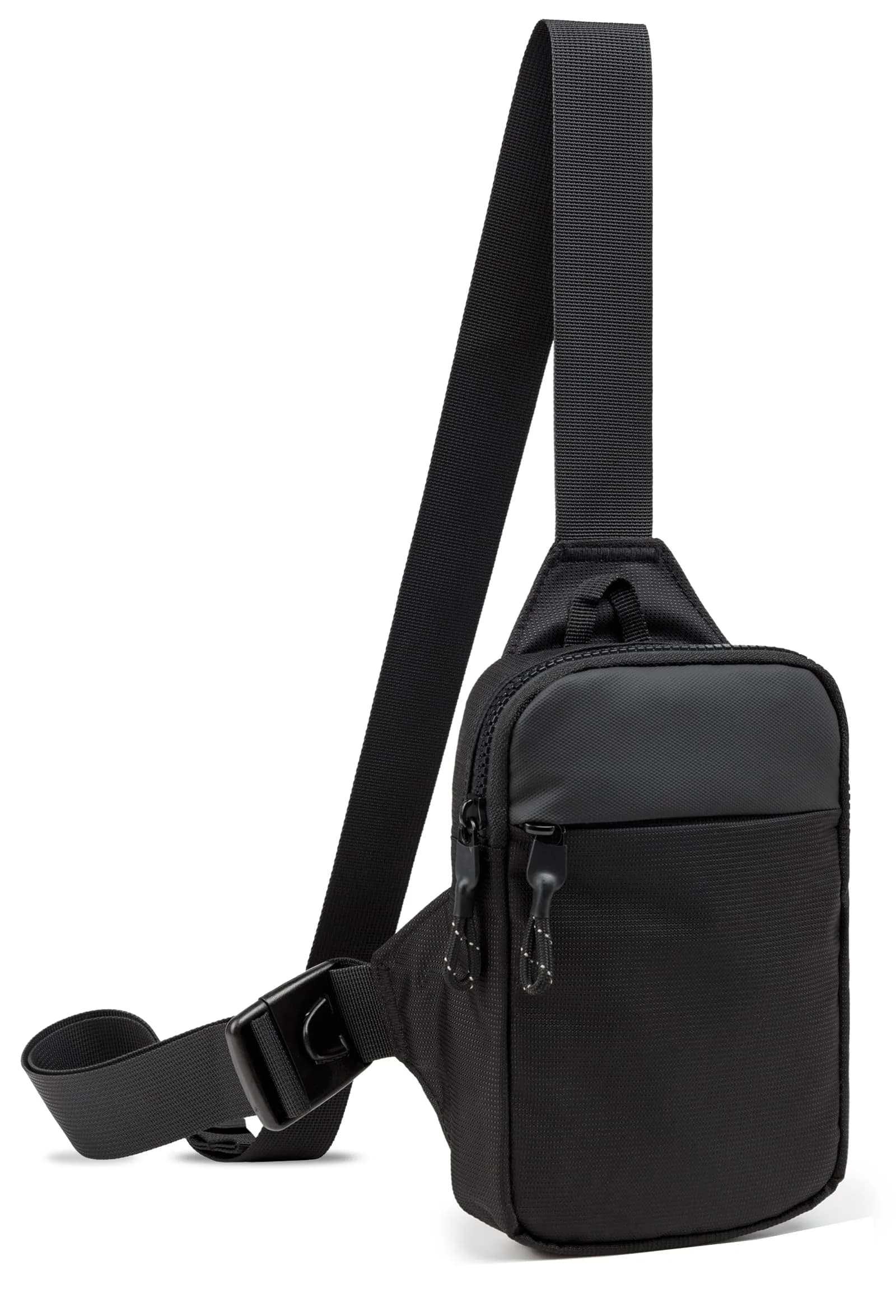 higouta Mini Sling Bag for Men Women, Small Crossbody Casual Utility Chest Phone Bag 2L (0.07 cu ft) | Waterproof Nylon — Black