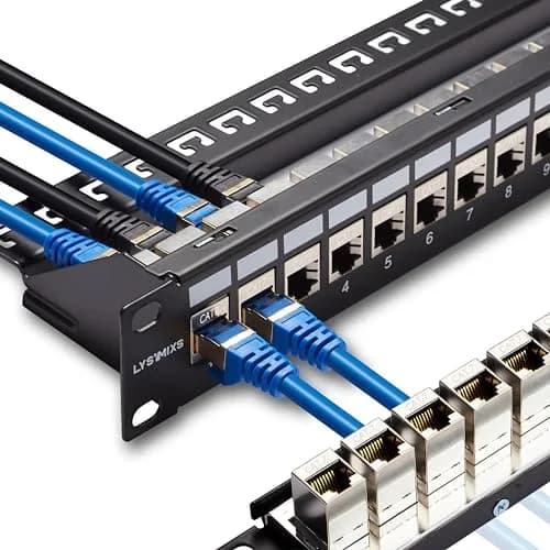 Lysymixs 24 Port Cat7 STP Patch Panel 19 Inch Rack Mountable | High Speed Ethernet Network thumbnail 1