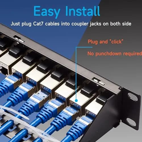 Lysymixs 24 Port Cat7 STP Patch Panel 19 Inch Rack Mountable | High Speed Ethernet Network thumbnail 3