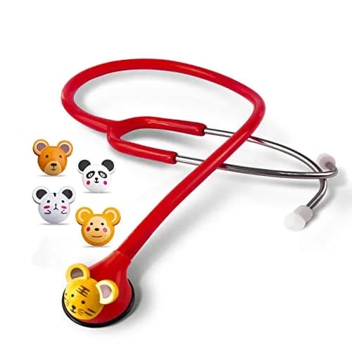 SCIAN Real Working Stethoscope Red | Interchangeable Cartoon Heads, Professional Quality for Doctors, Nurses, Clinicians thumbnail 1