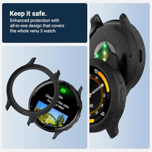 Chofit Rugged TPU Case for Garmin Venu 3 Smartwatch | Black&Black (2-Pack) thumbnail 5