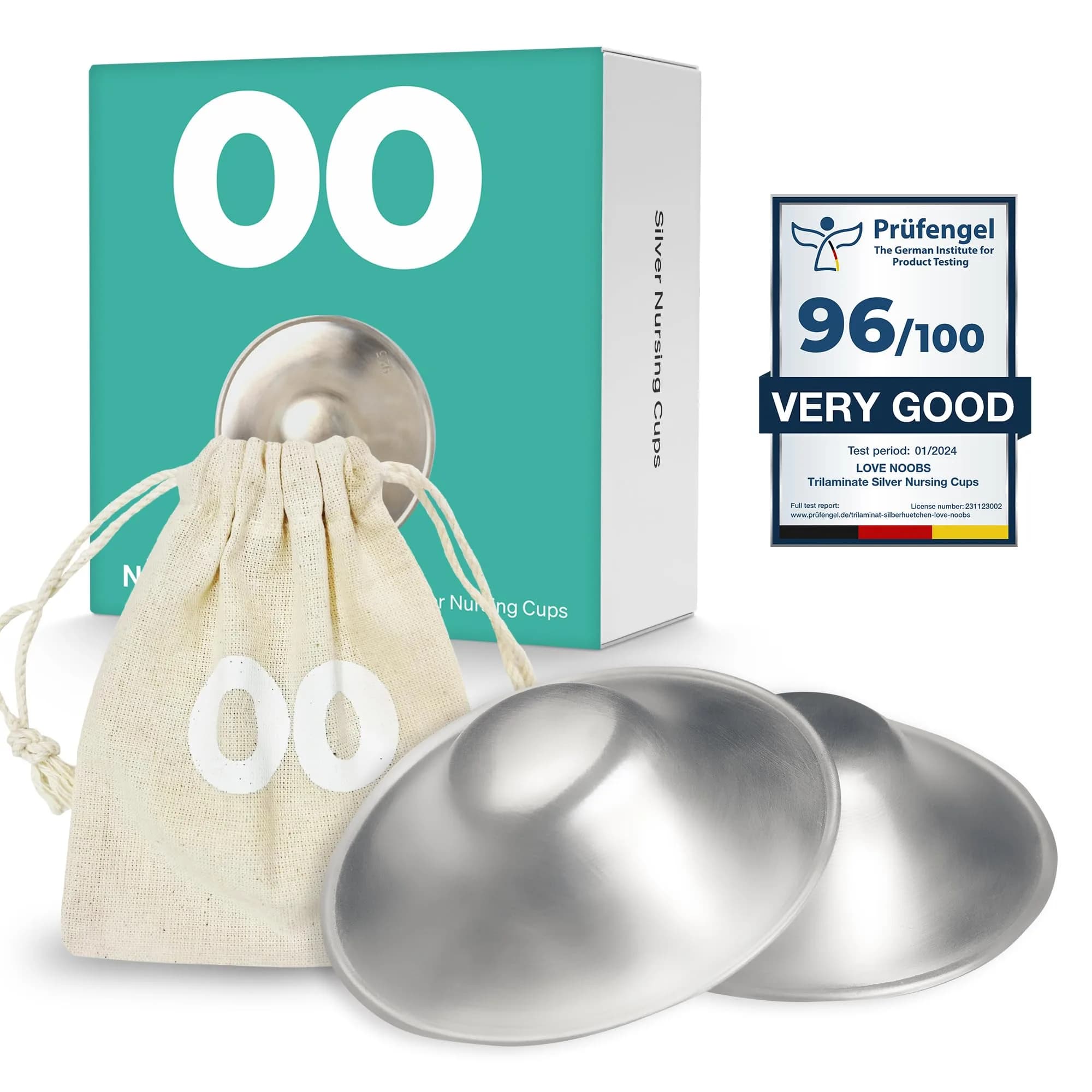 Love Noobs Silver Nursing Cups XL | 999 Sterling Silver Nipple Shields for Breastfeeding Newborns & Postpartum Recovery — Regular