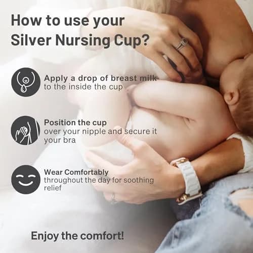 Love Noobs Silver Nursing Cups XL | 999 Sterling Silver Nipple Shields for Breastfeeding Newborns & Postpartum Recovery thumbnail 4