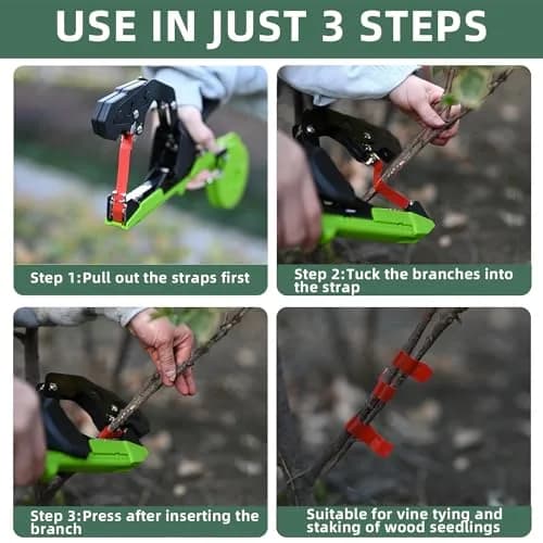 SUCA Green Plant Tying Machine with 20 Tape Rolls | 420g Lightweight Tool for Branches up to 45mm thumbnail 7
