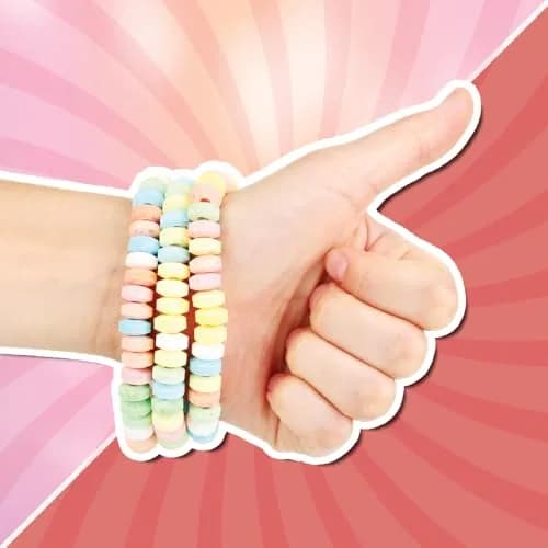 4YoreElves Candy Bracelets Individually Wrapped, Pack of 24 Pastel Candy Jewelry | Fun Retro Party Favors thumbnail 4