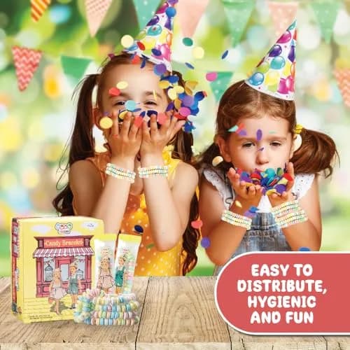 4YoreElves Candy Bracelets Individually Wrapped, Pack of 24 Pastel Candy Jewelry | Fun Retro Party Favors thumbnail 7