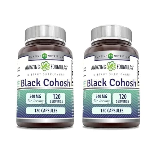 Amazing Nutrition Black Cohosh 540mg 120 Capsule Supplement | Gluten Free | Made in USA (2 Pack) thumbnail 1