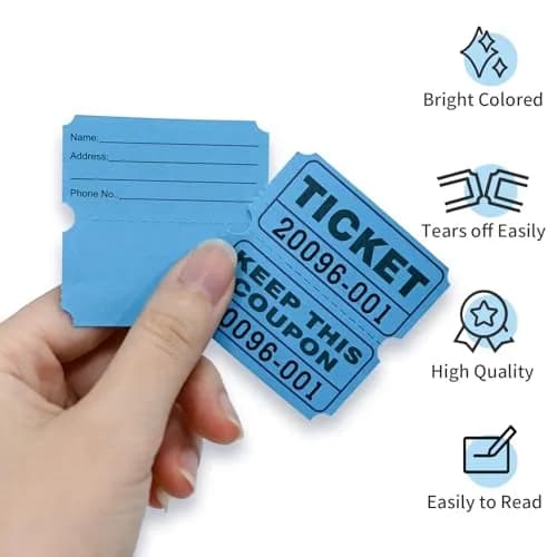 L LIKED Blue Raffle Tickets 2" x 2" Double Roll (1000 Pairs) | Consecutive Numbering for Easy Event Management thumbnail 3