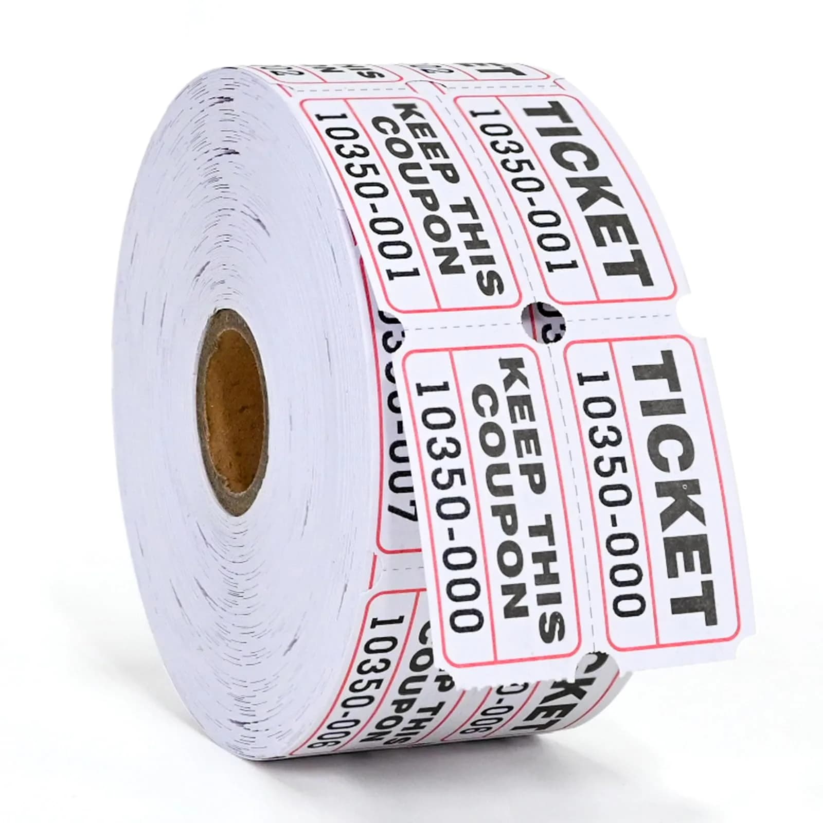 L LIKED White Raffle Tickets 2" x 2", Double Roll, 1000 Pairs/Roll | Consecutive Numbering for Easy Verification