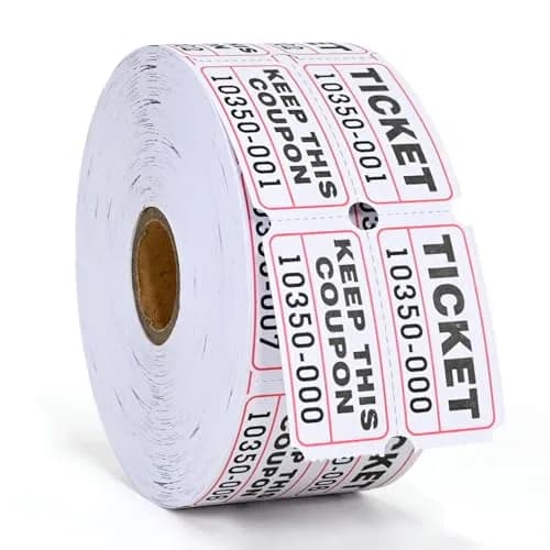 L LIKED White Raffle Tickets 2" x 2", Double Roll, 1000 Pairs/Roll | Consecutive Numbering for Easy Verification thumbnail 1