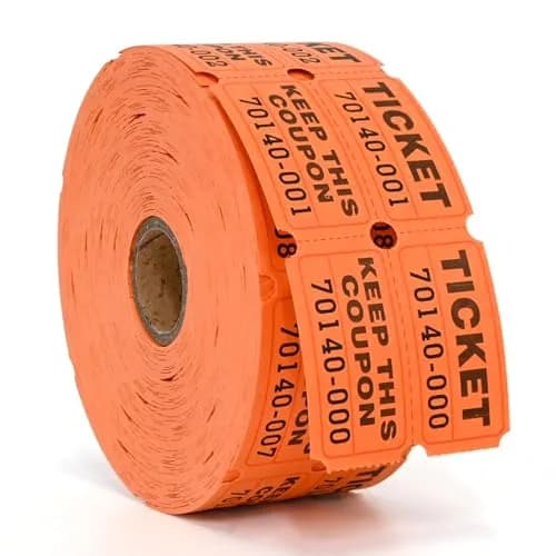 L LIKED Orange Raffle Tickets 2" x 2", Double Roll, 1000 Pairs/Roll | Consecutively Numbered for Easy Event Management thumbnail 1