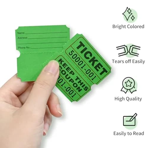 L LIKED Green Raffle Tickets 2" x 2", Double Roll, 1000 Pairs/Roll | Consecutive Numbering for Easy Event Management thumbnail 4