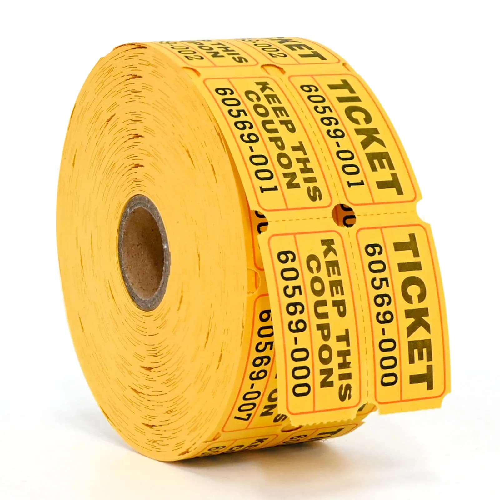 L LIKED Yellow Raffle Tickets 2" x 2" Double Roll (1000 Pairs) | Consecutive Numbering for Easy Event Management - main product image