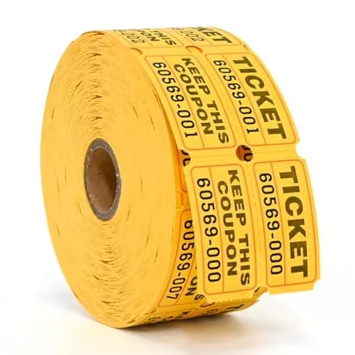 L LIKED Yellow Raffle Tickets 2" x 2" Double Roll (1000 Pairs) | Consecutive Numbering for Easy Event Management thumbnail 1