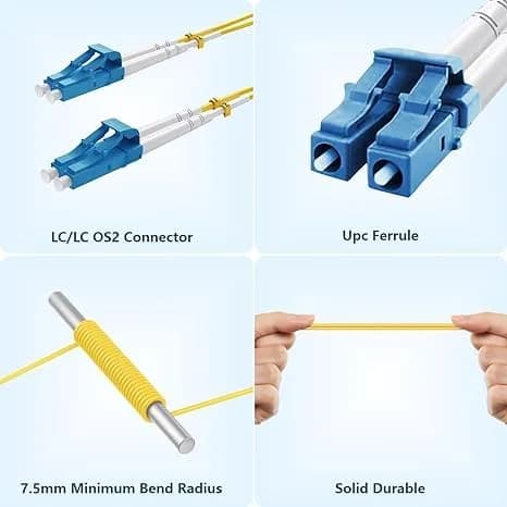 Yonwide Single Mode Fiber Optic Cable 0.5m LC to LC OS2 LSZH Yellow | 10 km Data Transmission thumbnail 5