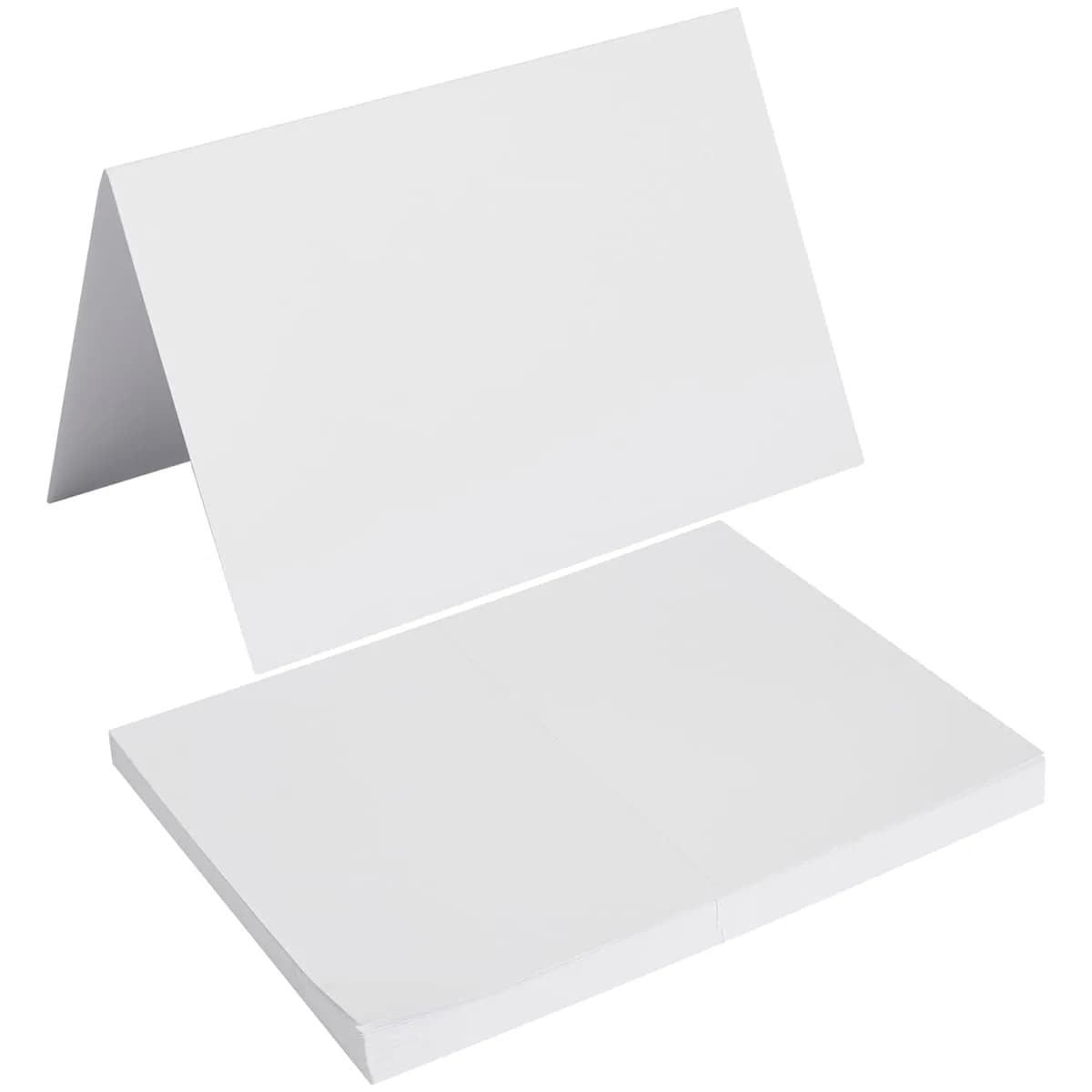 Toperd 50 Pack White Folded Cardstock Greeting Cards | 4x6 Inches, Blank, Premium 250GSM Paper — White