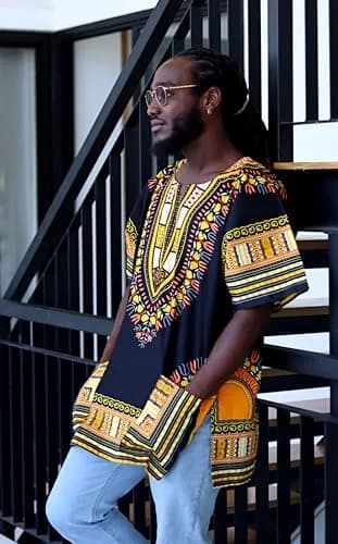 DA'IKI Dashiki Cotton Shirt African Tribal Kaftan Unisex X-Large | Vibrant Summer Cotton thumbnail 3