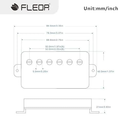 FLEOR Alnico 5 Guitar Humbucker Pickup Set Golden Neck+Bridge | 7-8k & 14-15k Ohms thumbnail 2