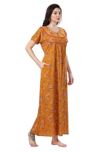 Soulemo Women's Alpine Nighty 1642 Yellow M - Bust 42 | Classic Button-Front Full Length Sleepwear thumbnail 8
