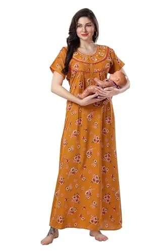 Soulemo Women's Alpine Nighty 1642 Yellow M - Bust 42 | Classic Button-Front Full Length Sleepwear thumbnail 10
