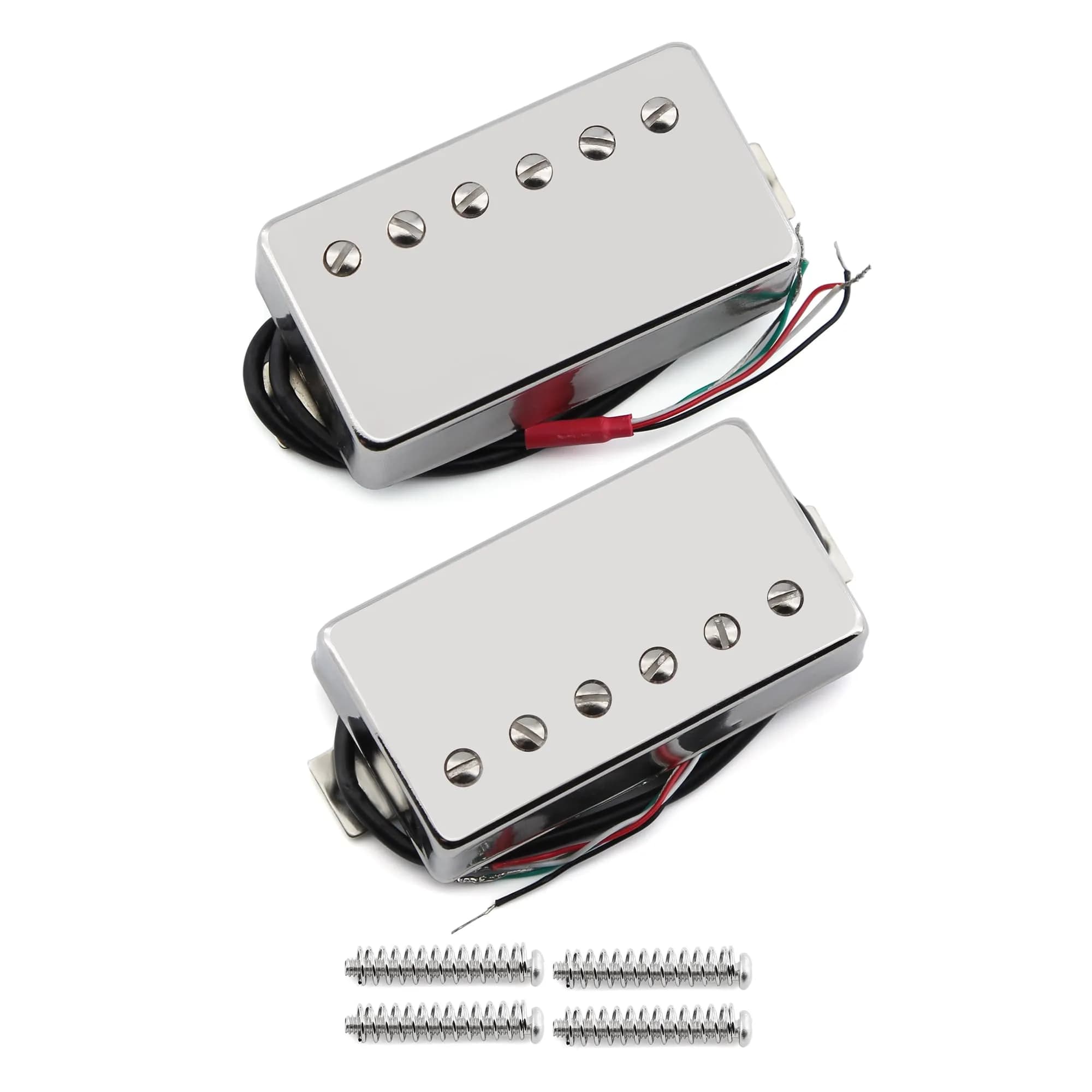 FLEOR Alnico 5 Guitar Humbucker Pickup Set Chrome Neck+Bridge Pickup | 7-8kΩ Neck, 14-15kΩ Bridge — Chrome Neck+Bridge Pickup Set