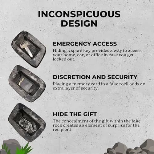 Performore Realistic Fake Rock Key Holder 2-Pack | Outdoor Hidden Safe for House Yard Garden thumbnail 5